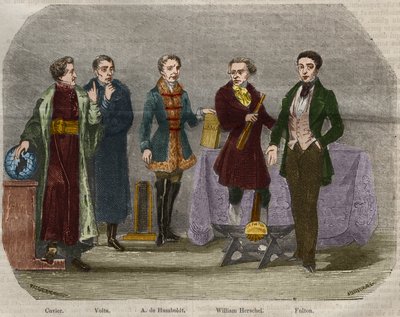 Portraits of scientists Georges Cuvier (1764-1832), Alessandro (Alexandre) Volta (1745-1827), Alexander Von Humboldt (Alexandre de Humboldt) by Unknown artist