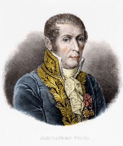 Portrait of Alessandro Volta (1745 - 1827). Italian physicist, inventor of the electric battery. 19th century engraving by Unknown artist