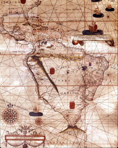 Portulan representing South America belonging to Bartolomeo Velho, 1561 by Unknown artist