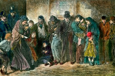 Poverty in London at the Door of a Shelter by Unknown artist