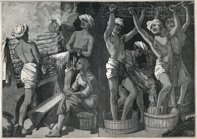 Preparation of lacquer in India. Engraving from 1885 in 