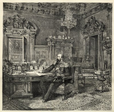 Prince Alexander of Bulgaria (1857-1893), in his study - Alexander of Battenberg - Portrait of Alexander I of Bulgaria or Alexander of Battenberg (1857-1893) in his work cabinet - 1886 by Unknown artist