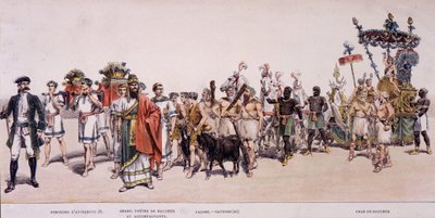 Procession of the harvesters and chariot of Bacchus (Bacco) - in "Official album of the festival of the winemakers" by Unknown artist