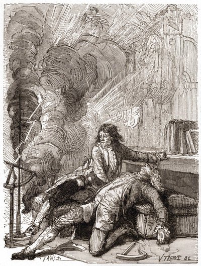 Professor Georges Guillaume Richmann died in his workshop following an experiment with an electrometer by Unknown artist