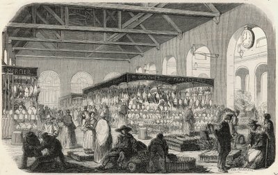 Quai des Augustins: Marche de la Vallee - Engraving in Tableau-de-Paris by Edmond Texier by Unknown artist