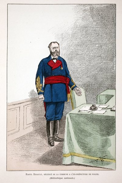 Raoul Rigault (1846-1871), delegate of the Commune to the former prefecture of police. Eau forte en couleurs, for illustration 