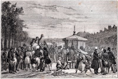 Reading of the Rulings Published in Newspaper Moniteur in the Gardens of Royal Palace in Paris July 26, 1830 During Civil War - Revolution 1830 by Unknown
