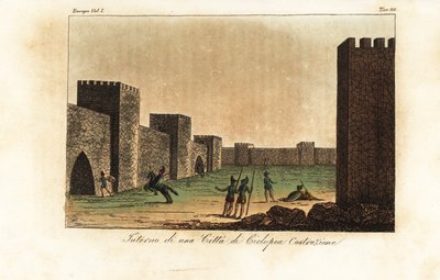 Reconstruction of the Interior of a City Built in Cyclopean Masonry, Mycenaean Architecture by Unknown artist