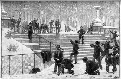 Recreation of a school battalion at the Luxembourg Garden in Paris in 1888 by Unknown artist