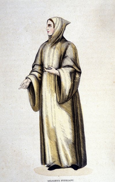 Religious Feuillant, Order of Citeaux, reformed by Jean de La Barrière. 19th century engraving. by Unknown artist