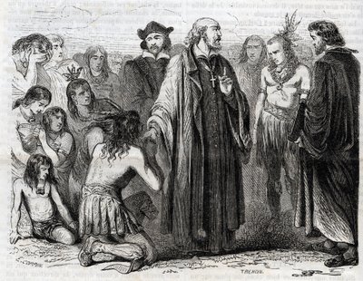 Representation of Bartolome de las Casas, Dominican Priest, Missionary with the Indians (engraving) by Unknown artist