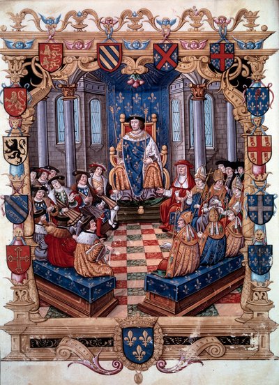 Representation of King Francois I surrounds his twelve peers. From a miniature. 16th century. Chantilly, Conde Museum by Unknown artist