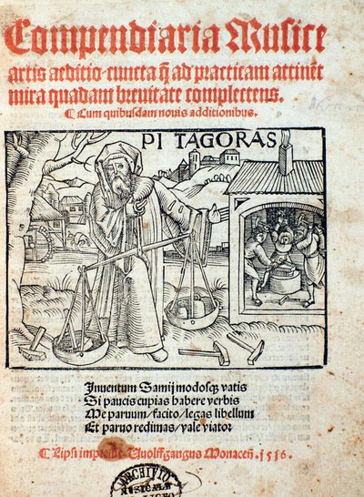 Representation of Pythagoras from Compendiara musica by Unknown artist