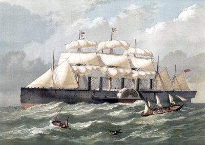 Representation of the British ship Great Eastern, first giant liner, inaugurated in 1858 designed by Isambard Kingdom Brunel by Unknown artist
