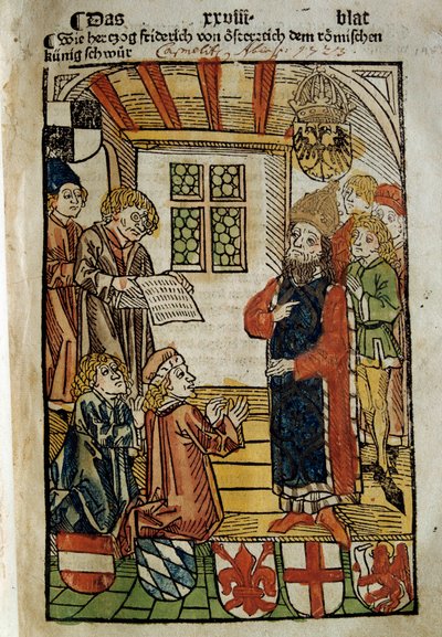 Representation of the Council of Constance (1414-1418), convened by Emperor Sigismund I and Antipope John XXIII. Miniature of 1414. Paris, Polish Library by Unknown artist