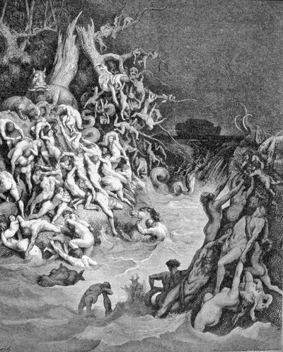 Representation of the Universal Flood. 19th century engraving by Unknown artist