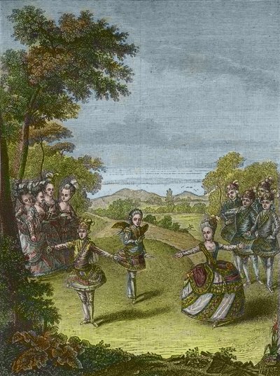Representation of the ballet "The Triumph of Love" by Christoph Willibald Gluck at Schonbrunn, Vienna 1865 (engraving) by Unknown Artist
