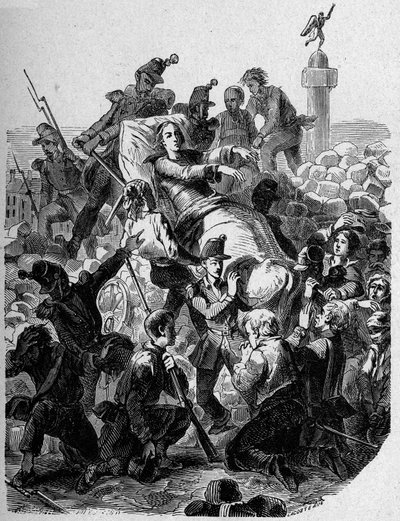 Revolution 1848: Archbishop Denis Affre Wounded and Carried on a Stretcher in 1848. by Unknown artist