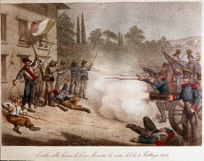 Risorgimento: Soldiers of Francesco IV di Modena Storming the House of Ciro Menotti on 03/02/1831 by Unknown artist