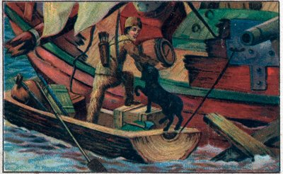 Robinson Visits the Debris. Illustration for the Book of Daniel Defoe 