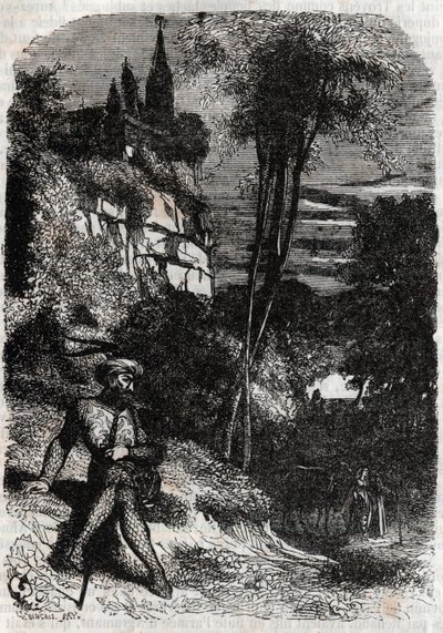 Rodomont, Isabella and the Old Hermit - 1851 engraving from 