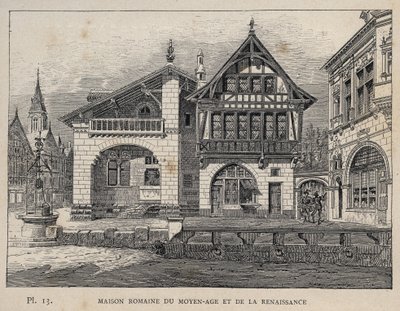Roman house of the Middle Ages and Renaissance - engraving of 1889 in 
