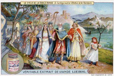 Round table cycle (2): Bridal procession of King Arthur and Juniper, Liebig Chromolithography, sd. 19th century by Unknown artist
