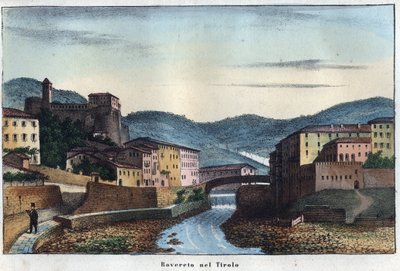Rovereto city in Trentino in northern Italy - 19th century - engraving from Usi e Costumi di Tutti i Popoli dell