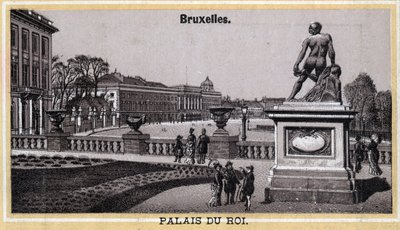 Royal Palace of Brussels, Belgium. Chromolithography of the end of the 19th century by Unknown artist