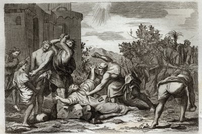 Royaumont Bible, New Testament: Death of St Stephen, first Christian martyr, by stoning. Illustration from 1811 by Unknown artist