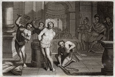 Royaumont Bible, New Testament: Flogging of Jesus Christ. Illustration of 1811. by Unknown artist