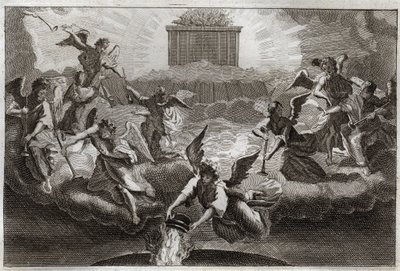 Royaumont Bible, New Testament: Seven Angels sounding the trumpets of Revelation (illustration from 1811) by Unknown artist