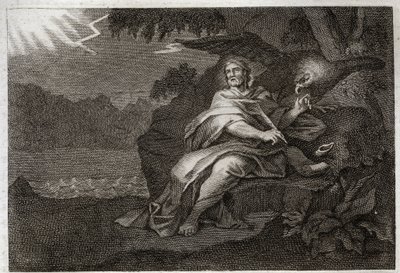 Royaumont Bible, New Testament: The evangelist Saint John with the eagle. Illustration from 1811 by Unknown artist