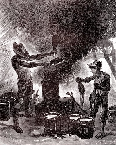 Rubber Preparation or Vulcanization in the Brazil Forest by Unknown artist