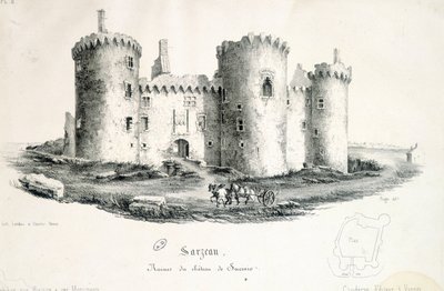 Ruins of the castle of Sucinio in Sarzeau (Morbihan) - engraving by Unknown artist