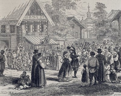 Party in a Village, 1879 (engraving) by Unknown artist