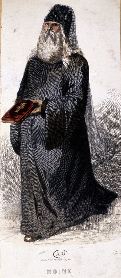 Russian Orthodox Monk. Engraving by Unknown artist