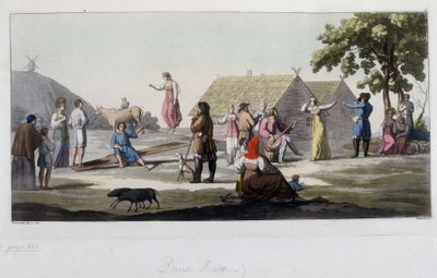 Russian dance and play. In "The old and modern costume" 1819-1820, by Ferrario by Unknown artist