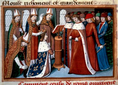 Sacred King Charles VII (1422-1461) by the Archbishop of Reims on 17/07/1429 Miniature taken from 