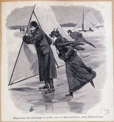 Sailing exercise, on the Shrewsbury, USA, circa 1890 - engraving, late 19th century by Unknown artist