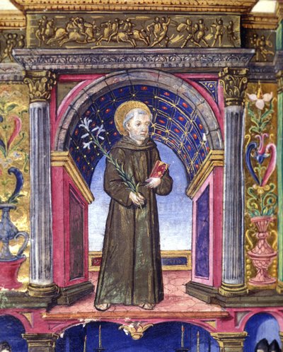 Saint Anthony of Padua (15th Century Manuscript) by Unknown artist