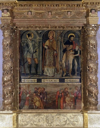 Saint Clair or Saint Roch Altar: St Roch and the Button of the Plague and Saint George in the fashion of Henry III - Church of Our Lady of the Assumption of Rognes by Unknown artist