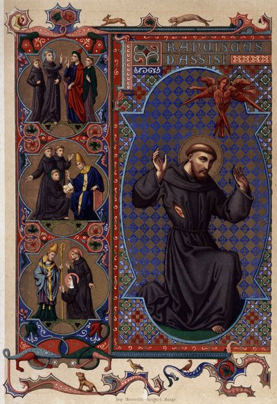 Saint Francis of Assisi and the Appearance of Stigmas (chromolithography) by Unknown artist