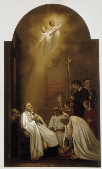 Saint Vincent de Paul in ecstasy with angels - from a 19th century painting by Unknown artist