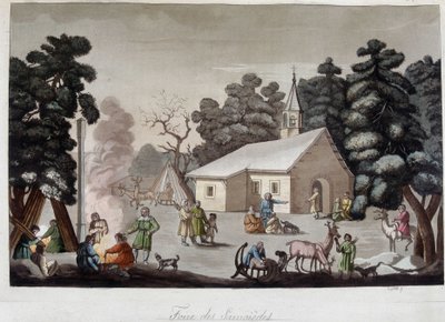 Samoid Fair in Siberia. In "The old and modern costume" by Unknown artist