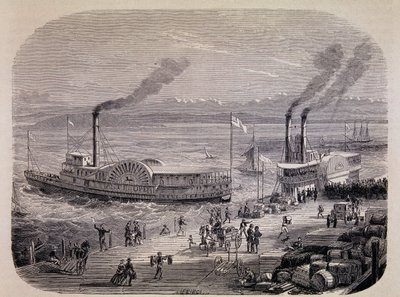 San Francisco Docks and Paddle Wheeled Boats (California) - in 