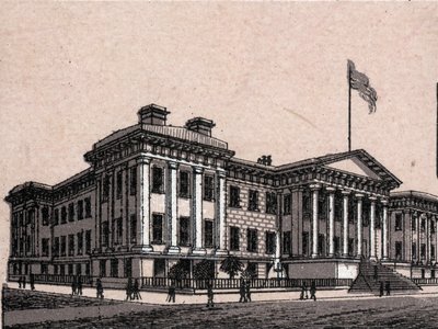 San Francisco, USA: view of the United States Branch Mint. The world illustrates 168 views. Undated (late 19th century) by Unknown artist