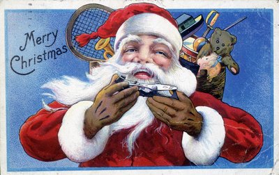 Santa Claus and his toy hood - American postcard, late 19th century by Unknown artist