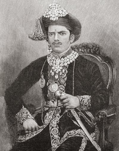 Sayajirao Gaekwad III, Aged 17, Maharaja of Baroda State, India (engraving) by Unknown artist