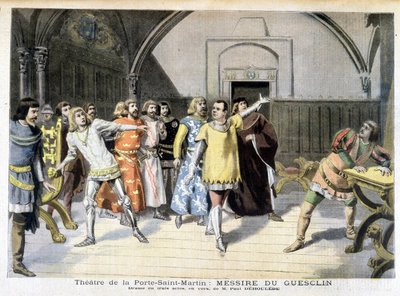 Scene of the play Messire Du Guesclin, drama by Paul Déleède, played at the theatre of the Porte Saint Martin. In Le petit journal, on the 03/11/1895 by Unknown artist
